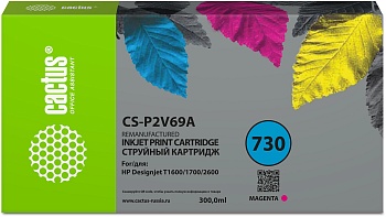 Картридж струйный Cactus CS-P2V69A №730 пурпурный (300мл) для HP Designjet T1600/1700/2600