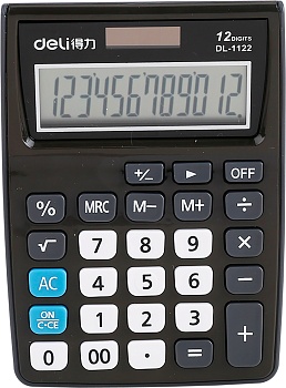 Калькулятор настольный Deli E1122/GREY серый 12-разр.