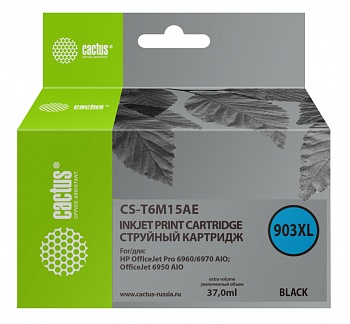 Картридж струйный Cactus CS-T6M15AE №903XL(есть ограничения по прошивке) черный (37мл) для HP OJP 6950/6960/6970
