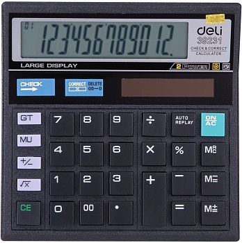 Калькулятор настольный Deli E39231 черный 12-разр.