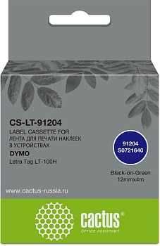 Картридж ленточный Cactus CS-LT-91204 91204 для Dymo Letra Tag LT-100H