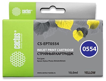 Картридж струйный Cactus CS-EPT0554 T0554 желтый (16мл) для Epson Stylus RX520/Stylus Photo R240